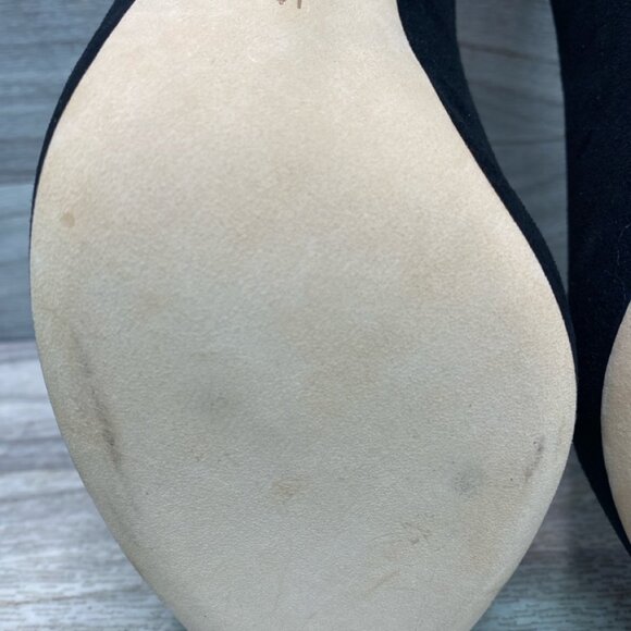 Gucci Black Suede Bamboo Heel Peep Toe Pumps Size 41 with Box - Picture 10 of 11